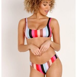 Solid & Striped Malibu Rainbow Striped Bikini Set